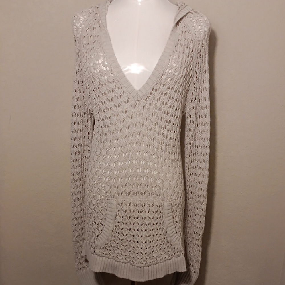 Maurices Cream Knitted Layering Hoodie